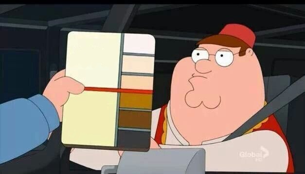 Peter Griffin Skin Color Chart meme template